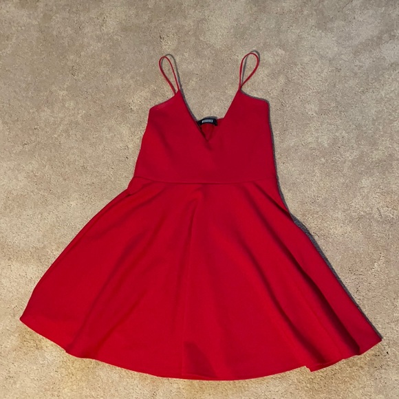 Missguided Red Skater Dress - Picture 1 of 4